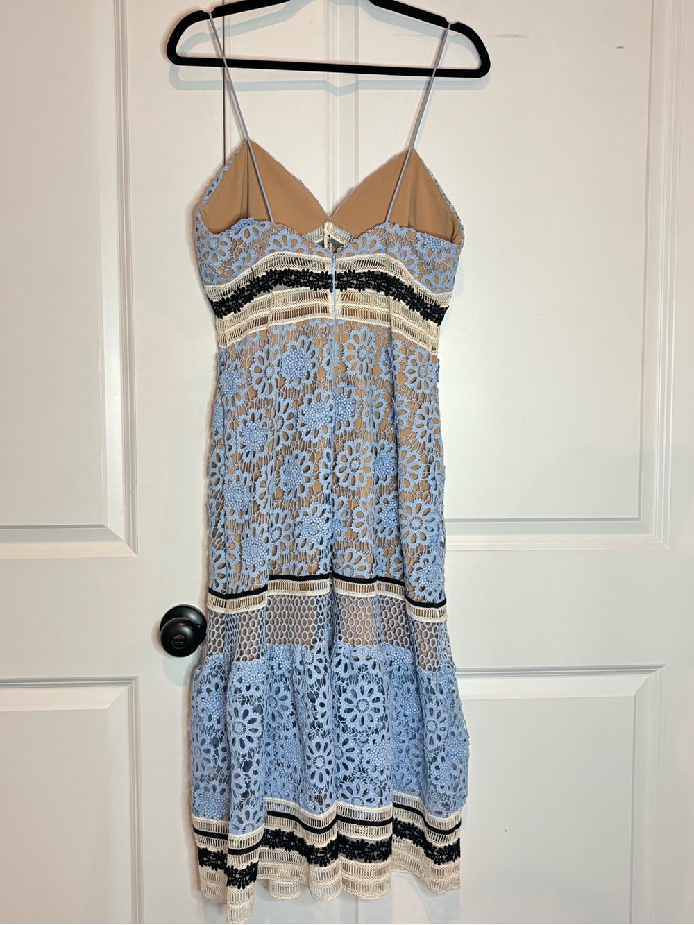 Self-Portrait Blue Black White Floral Lace Midi Dress 8 - Picture 8 of 13